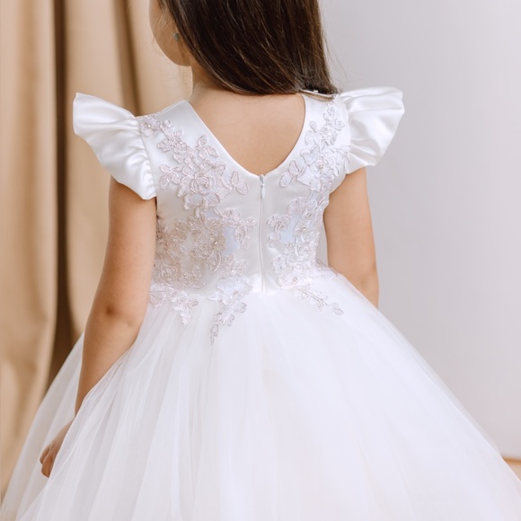 White Floral Embroidered Dress